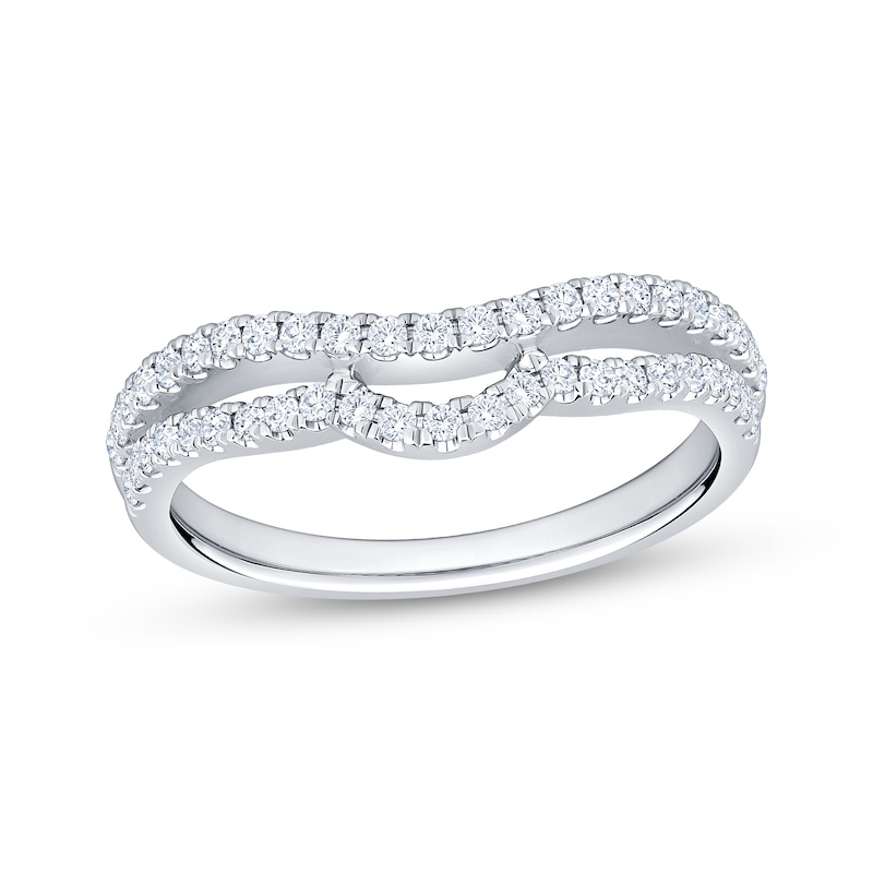 Main Image 1 of Now + Forever Diamond Two-Row Contour Anniversary Ring 3/8 ct tw 10K White Gold