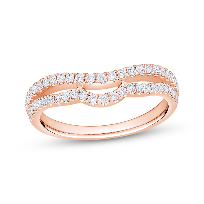 Main Image 1 of Now + Forever Diamond Two-Row Contour Anniversary Ring 3/8 ct tw 10K Rose Gold
