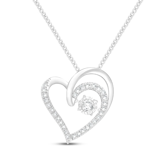 Unstoppable Love Diamond Looping Heart Necklace 1/5 ct tw Sterling Silver 19"