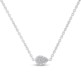 Multi-Diamond Sideways Teardrop Anklet 1/20 ct tw Sterling Silver 10"