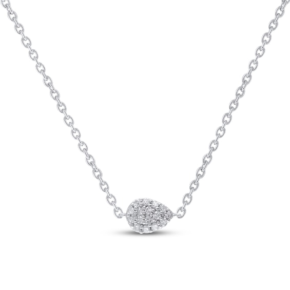 Multi-Diamond Sideways Teardrop Anklet 1/20 ct tw Sterling Silver 10"