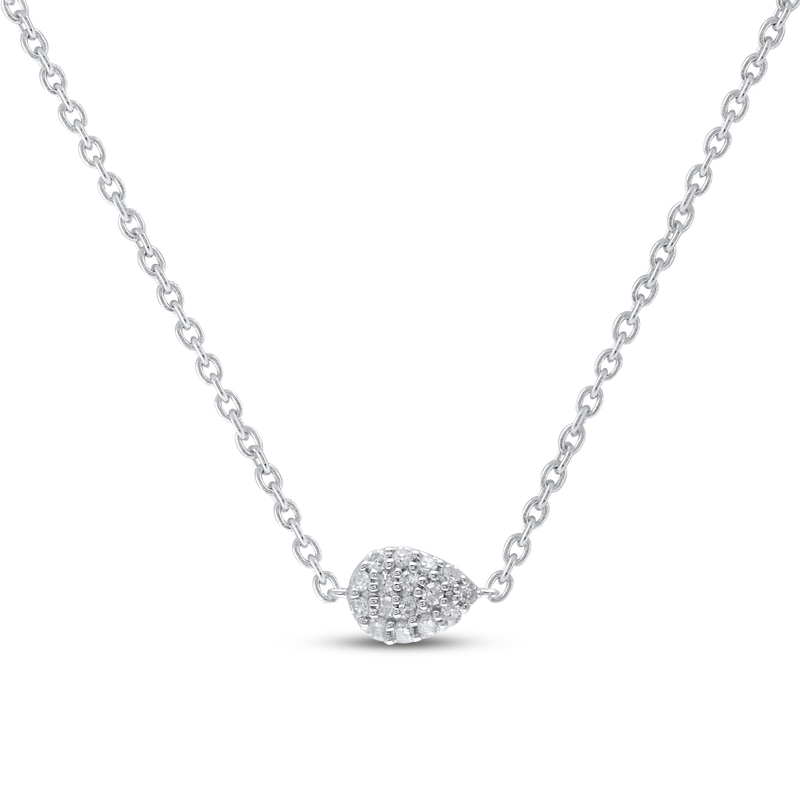 Main Image 1 of Multi-Diamond Sideways Teardrop Anklet 1/20 ct tw Sterling Silver 10&quot;
