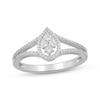 Thumbnail Image 1 of Multi-Diamond Pear-Shaped Halo Split Shank Fashion Ring 1/5 ct tw Sterling Silver