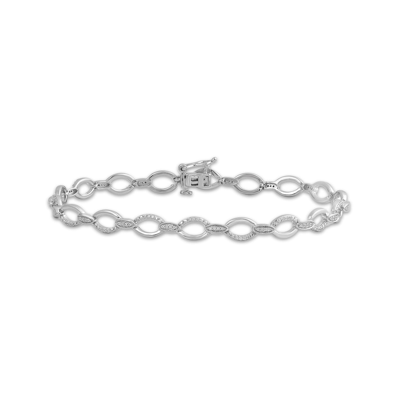 Main Image 1 of Diamond Oval Link Bracelet 1/4 ct tw Sterling Silver 7&quot;