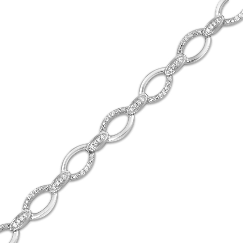 Main Image 2 of Diamond Oval Link Bracelet 1/4 ct tw Sterling Silver 7&quot;