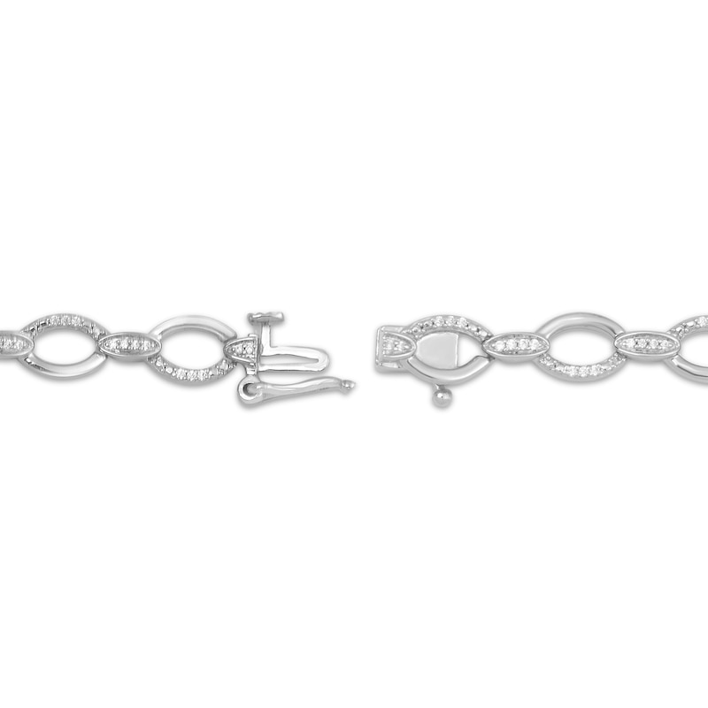 Main Image 3 of Diamond Oval Link Bracelet 1/4 ct tw Sterling Silver 7&quot;