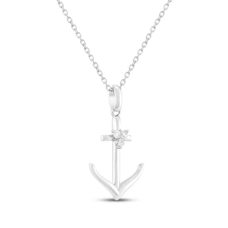 Main Image 2 of Diamond Anchor Necklace 1/20 ct tw Sterling Silver 18&quot;