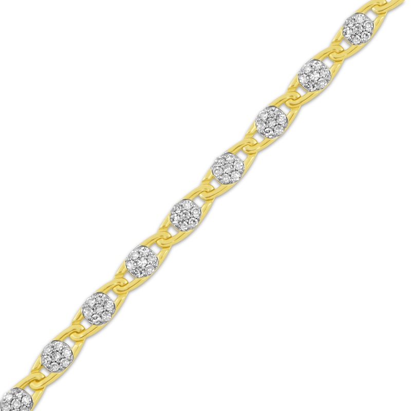 Main Image 2 of Multi-Diamond Flower Bracelet 1 ct tw 10K Yellow Gold 7'