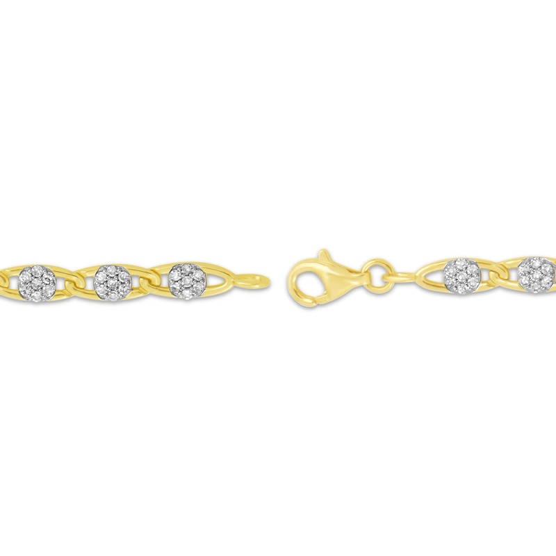 Main Image 3 of Multi-Diamond Flower Bracelet 1 ct tw 10K Yellow Gold 7'