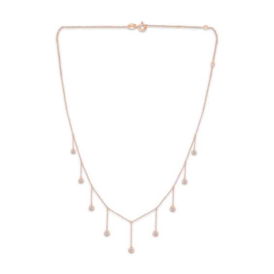 Diamond Bezel-Set Dangle Station Necklace 1/4 ct tw 14K Rose Gold-Plated Sterling Silver 20"