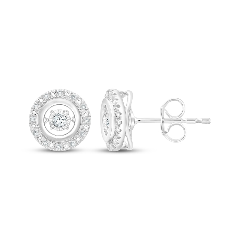 Main Image 1 of Unstoppable Love Diamond Halo Stud Earrings 1/6 ct tw Sterling Silver