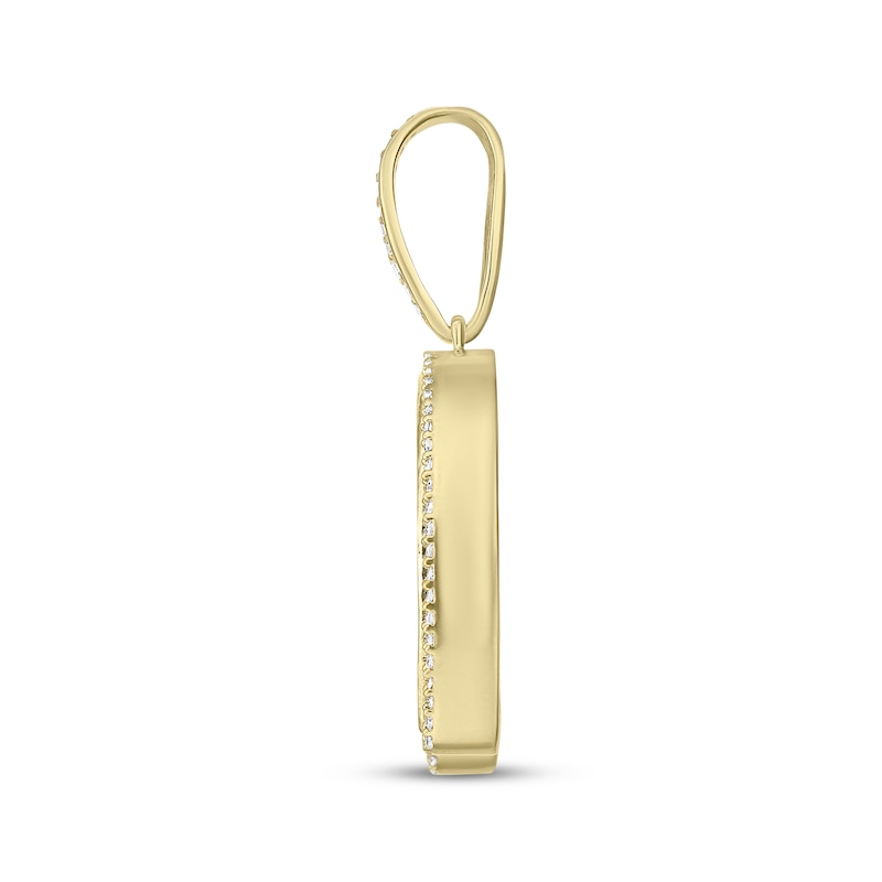 Main Image 3 of Men's Baguette & Round-Cut Diamond Horseshoe Charm 3/4 ct tw 10K Yellow Gold