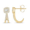 Thumbnail Image 1 of Baguette & Round-Cut Diamond Split J-Hoop Earrings 1/4 ct tw 10K Yellow Gold
