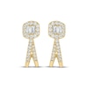 Thumbnail Image 2 of Baguette & Round-Cut Diamond Split J-Hoop Earrings 1/4 ct tw 10K Yellow Gold