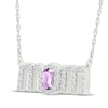 Thumbnail Image 2 of Oval-Cut Amethyst & White Lab-Created Sapphire "Mom" Necklace Sterling Silver 18"