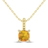 Thumbnail Image 1 of Cushion-Cut Citrine & Diamond Accent Necklace 10K Yellow Gold 18"