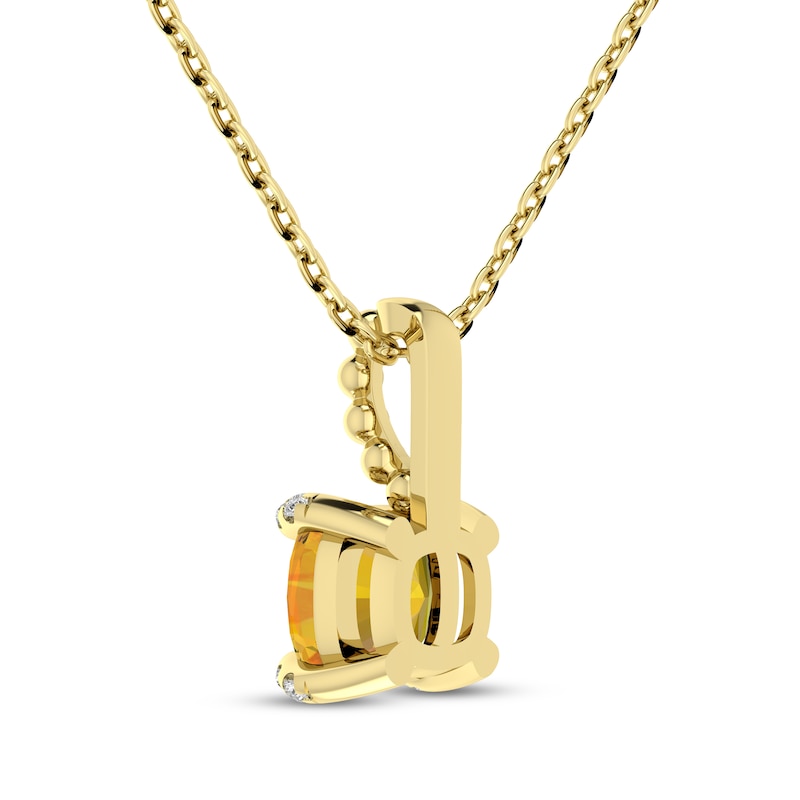 Main Image 3 of Cushion-Cut Citrine & Diamond Accent Necklace 10K Yellow Gold 18"
