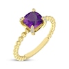 Thumbnail Image 2 of Cushion-Cut Amethyst & Diamond Accent Ring 10K Yellow Gold
