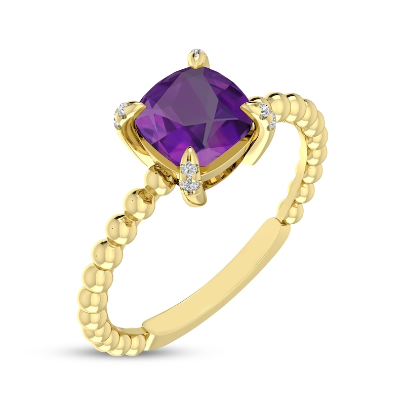 Main Image 2 of Cushion-Cut Amethyst & Diamond Accent Ring 10K Yellow Gold