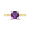 Thumbnail Image 3 of Cushion-Cut Amethyst & Diamond Accent Ring 10K Yellow Gold