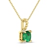 Thumbnail Image 2 of Cushion-Cut Lab-Created Emerald & Diamond Accent Necklace 10K Yellow Gold 18"
