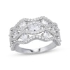 Thumbnail Image 1 of Oval & Round-Cut White Lab-Created Sapphire Wave Ring Sterling Silver