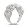 Thumbnail Image 2 of Oval & Round-Cut White Lab-Created Sapphire Wave Ring Sterling Silver