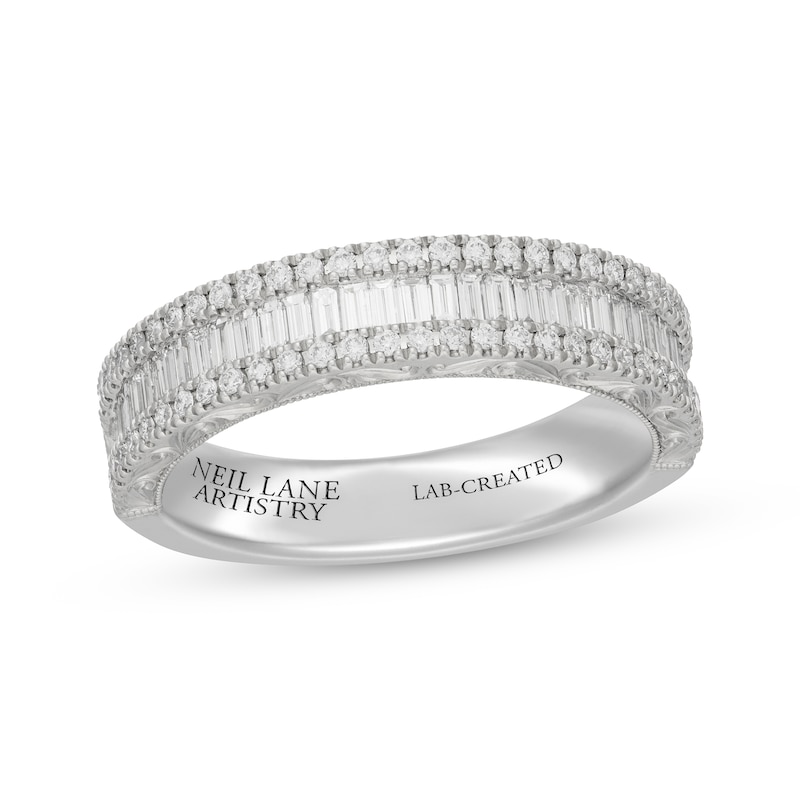 Main Image 1 of Neil Lane Artistry Heritage Baguette & Round-Cut Lab-Grown Diamond Anniversary Ring 3/4 ct tw Platinum