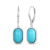 Thumbnail Image 1 of Oval-Cut Turquoise & White Lab-Created Sapphire Drop Earrings Sterling Silver