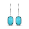 Thumbnail Image 2 of Oval-Cut Turquoise & White Lab-Created Sapphire Drop Earrings Sterling Silver