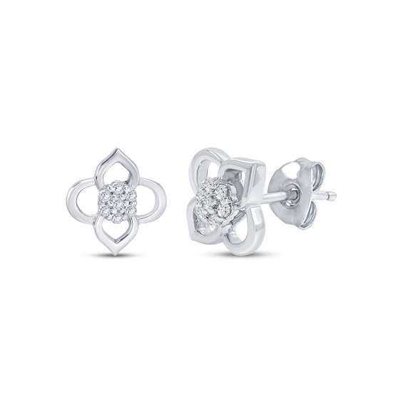 Diamond Clover Stud Earrings 1/10 ct tw Sterling Silver