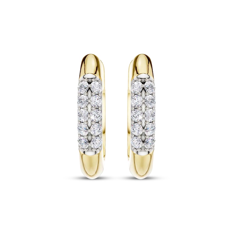 Main Image 2 of STUDIO BY KAY Lab-Grown Diamond Two-Row Hoop Earrings 1/10 ct tw 24K Yellow Gold Vermeil Sterling Silver