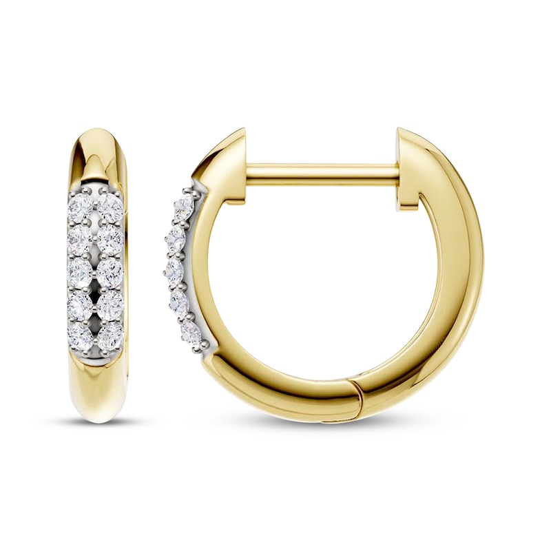 Main Image 3 of STUDIO BY KAY Lab-Grown Diamond Two-Row Hoop Earrings 1/10 ct tw 24K Yellow Gold Vermeil Sterling Silver