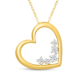 KAY Lab-Grown Diamonds Tilted Heart Necklace 1/4 ct tw 10K Yellow Gold 18"