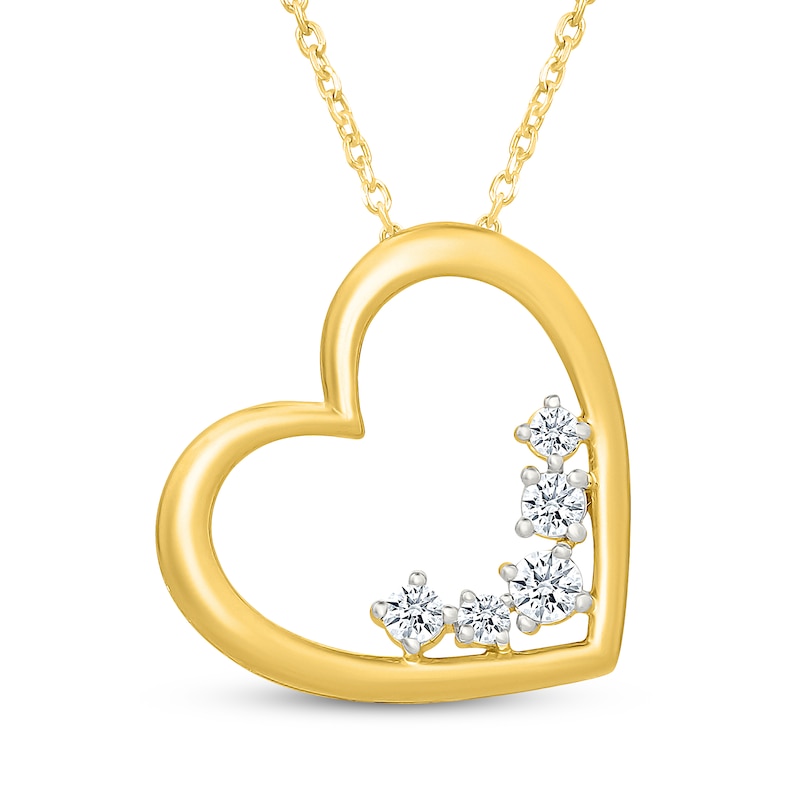 Main Image 1 of KAY Lab-Grown Diamonds Tilted Heart Necklace 1/4 ct tw 10K Yellow Gold 18"