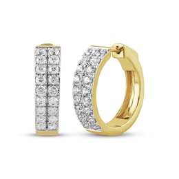 STUDIO BY KAY Lab-Grown Diamond Two-Row Hoop Earrings 1 ct tw 24K Yellow Gold Vermeil Sterling Silver