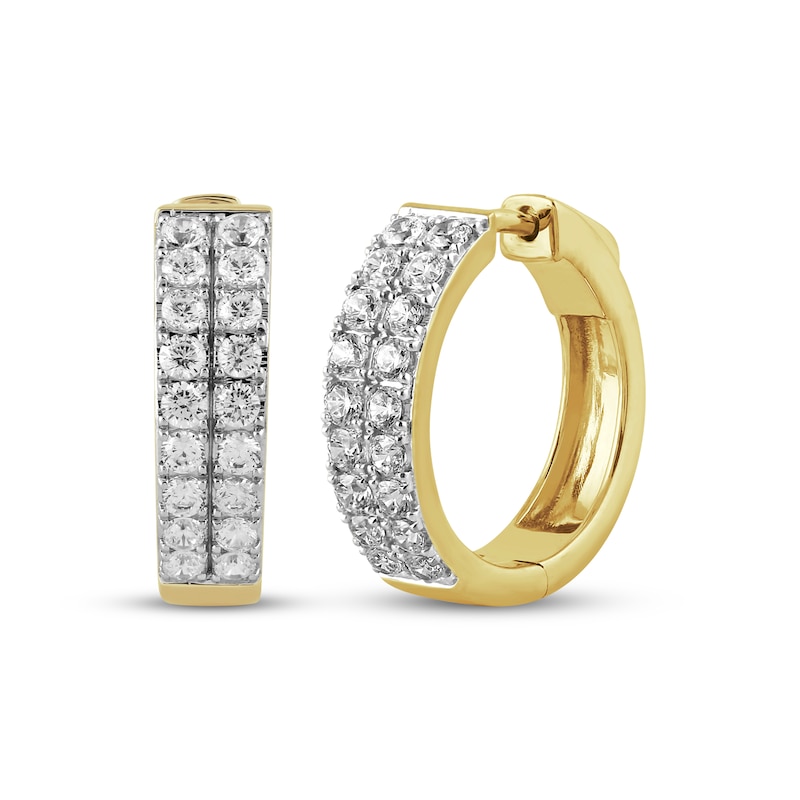 Main Image 1 of STUDIO BY KAY Lab-Grown Diamond Two-Row Hoop Earrings 1 ct tw 24K Yellow Gold Vermeil Sterling Silver