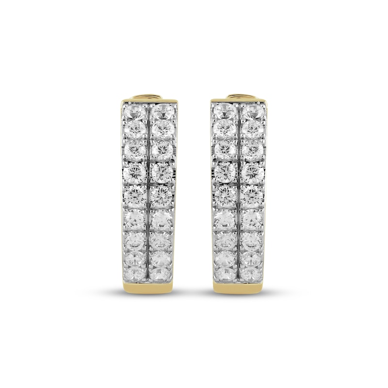 Main Image 2 of STUDIO BY KAY Lab-Grown Diamond Two-Row Hoop Earrings 1 ct tw 24K Yellow Gold Vermeil Sterling Silver