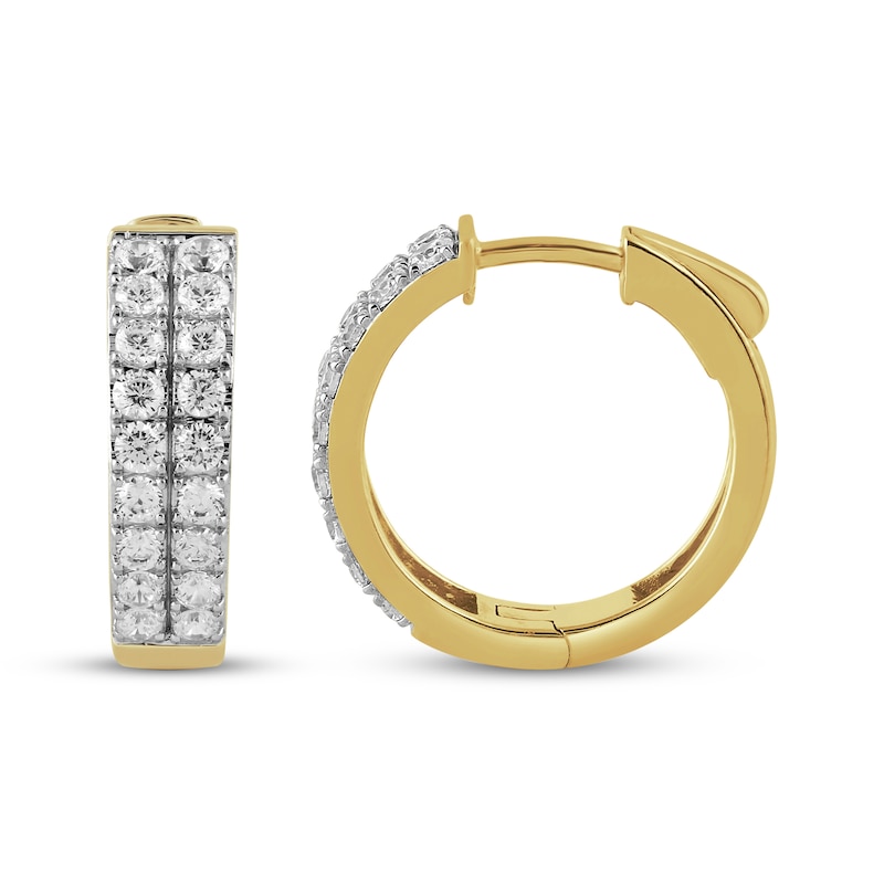 Main Image 3 of STUDIO BY KAY Lab-Grown Diamond Two-Row Hoop Earrings 1 ct tw 24K Yellow Gold Vermeil Sterling Silver