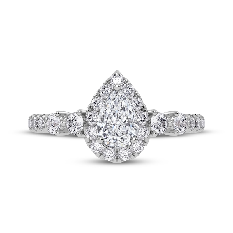 Main Image 3 of Now + Forever Lab-Grown Diamonds Pear-Shaped Halo Engagement Ring 3/4 ct tw 14K White Gold