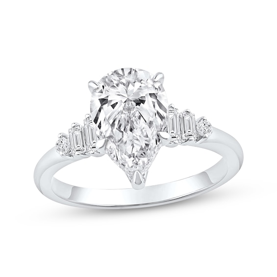 Now + Forever Lab-Grown Diamonds Pear-Shaped Engagement Ring 2-1/5 ct tw 14K White Gold
