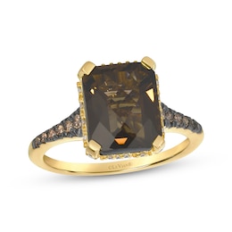 Le Vian Emerald-Cut Quartz Ring 3/8 ct tw Diamonds 14K Honey Gold