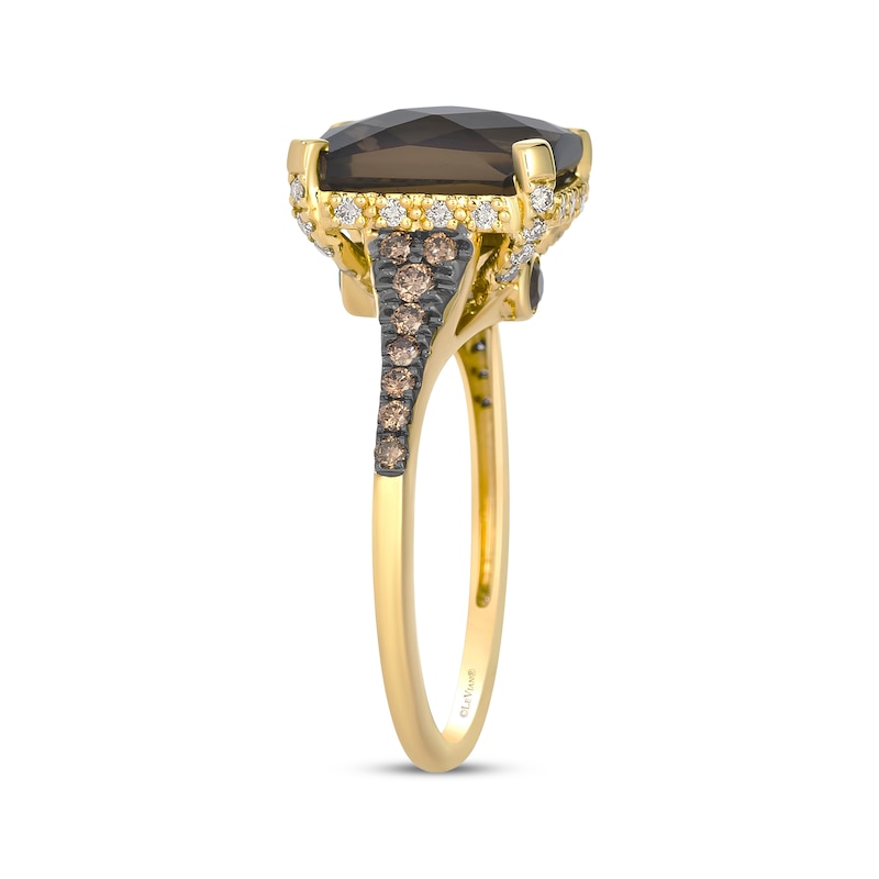 Main Image 2 of Le Vian Emerald-Cut Quartz Ring 3/8 ct tw Diamonds 14K Honey Gold