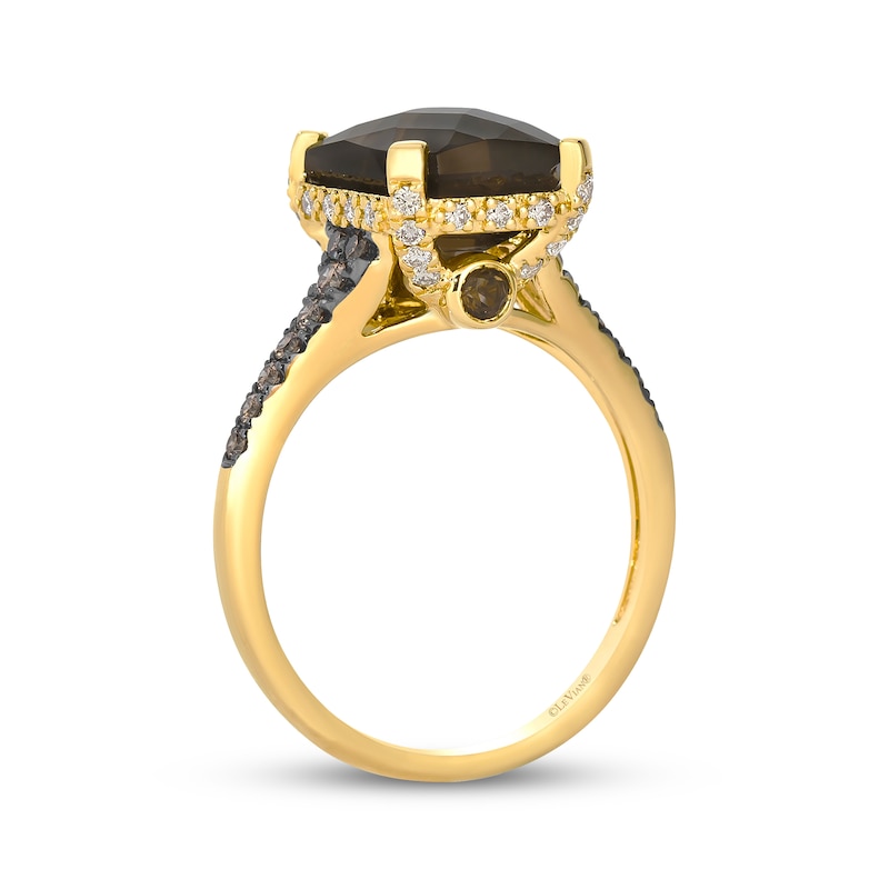 Main Image 3 of Le Vian Emerald-Cut Quartz Ring 3/8 ct tw Diamonds 14K Honey Gold