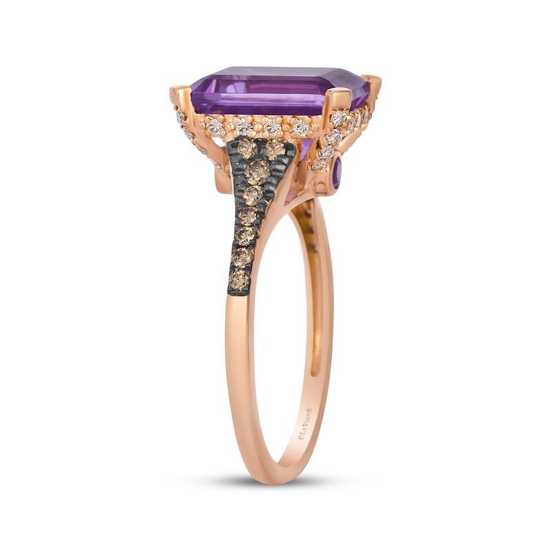 Main Image 2 of Le Vian Emerald-Cut Amethyst Ring 3/8 ct tw Diamonds 14K Strawberry Gold
