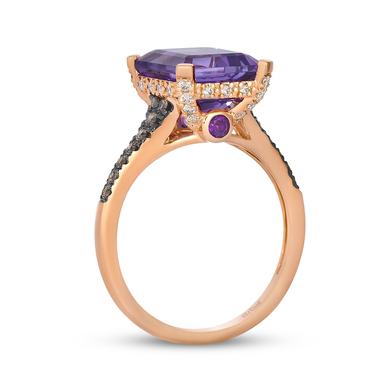 Main Image 3 of Le Vian Emerald-Cut Amethyst Ring 3/8 ct tw Diamonds 14K Strawberry Gold