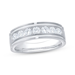 Men's Diamond Seven-Stone Wedding Band 1 ct tw 10K White Gold