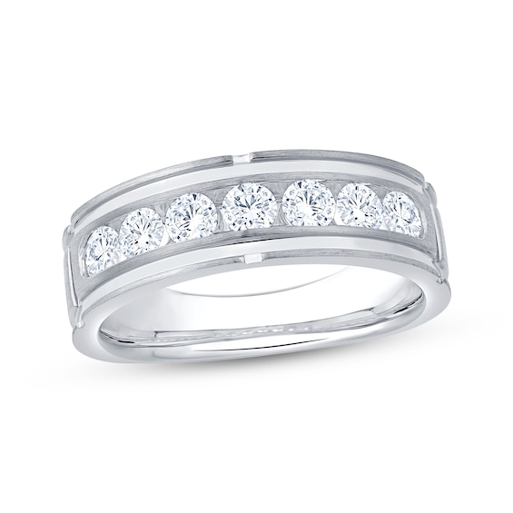 Men's Diamond Seven-Stone Wedding Band 1 ct tw 10K White Gold