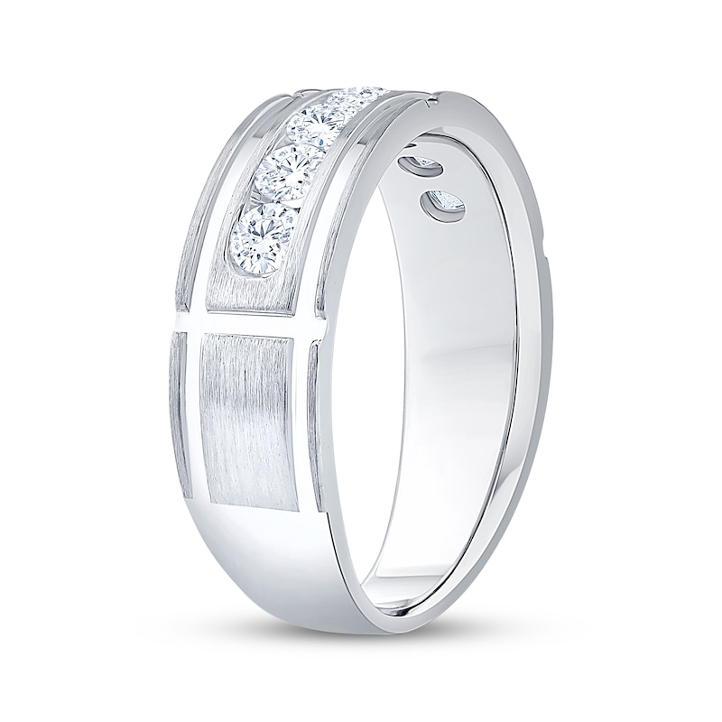 Main Image 2 of Men's Diamond Seven-Stone Wedding Band 1 ct tw 10K White Gold