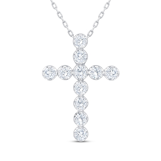 KAY Lab-Grown Diamonds Cross Necklace 1 ct tw 10K White Gold 18"